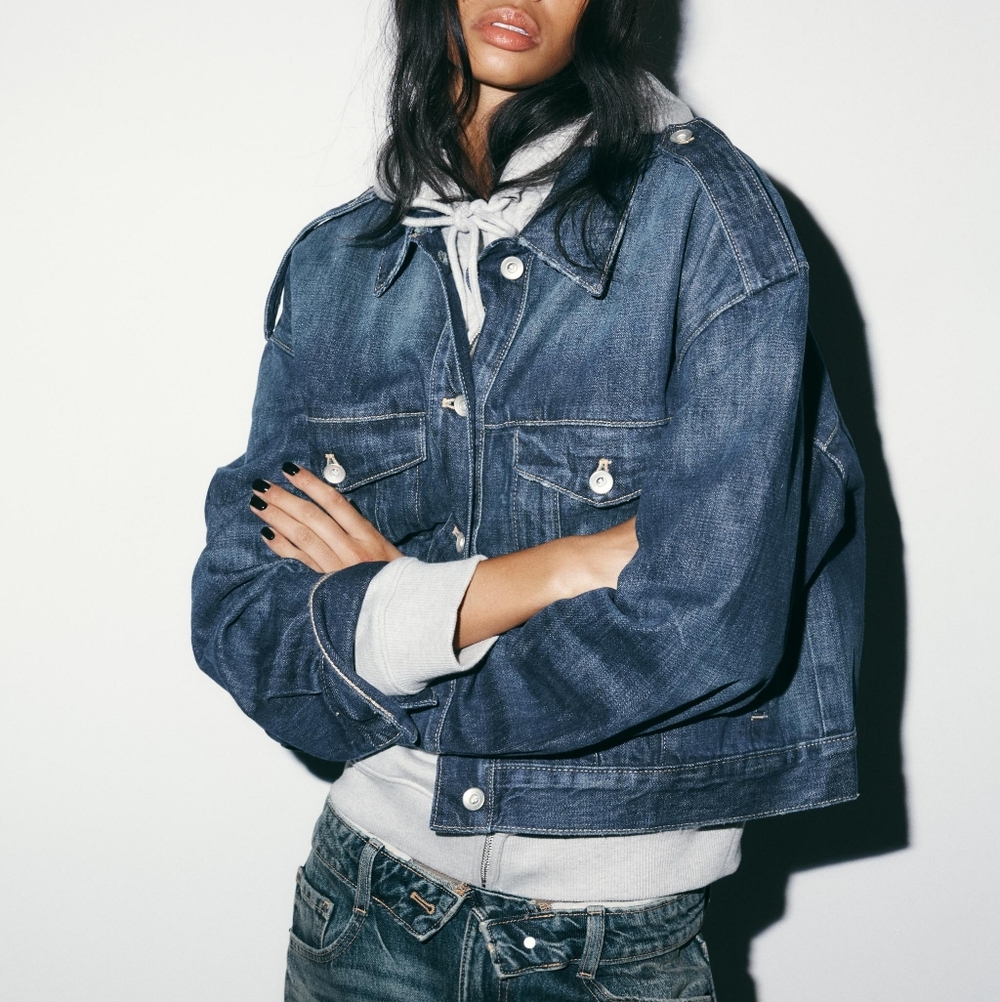 ZARA Denim Jacket With Tabs